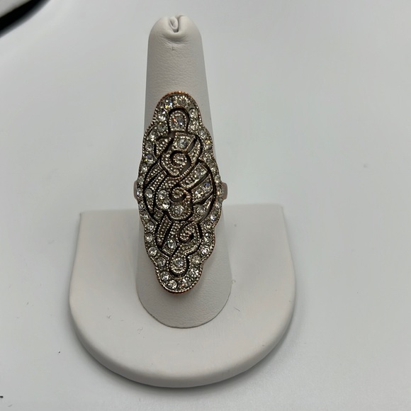 ART DECO faux diamond 1/2 finger ring - Picture 1 of 2